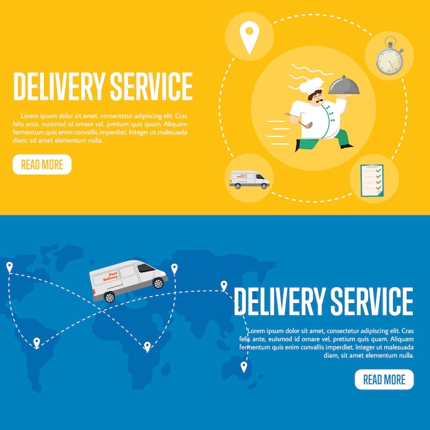 Vector delivery service horizontal banner template