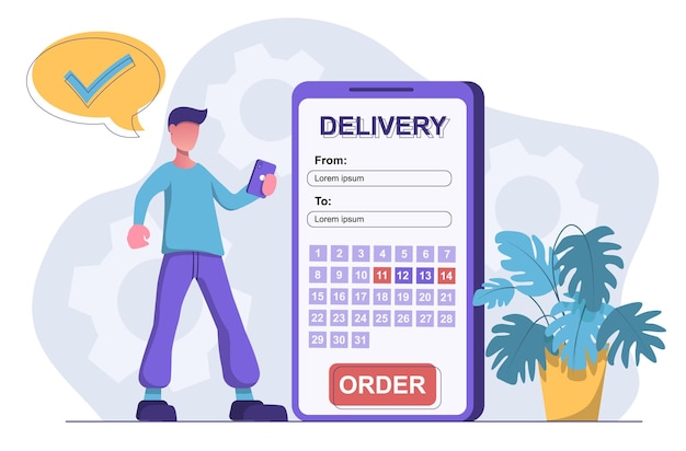 Delivery Service. A man makes a delivery via a mobile app