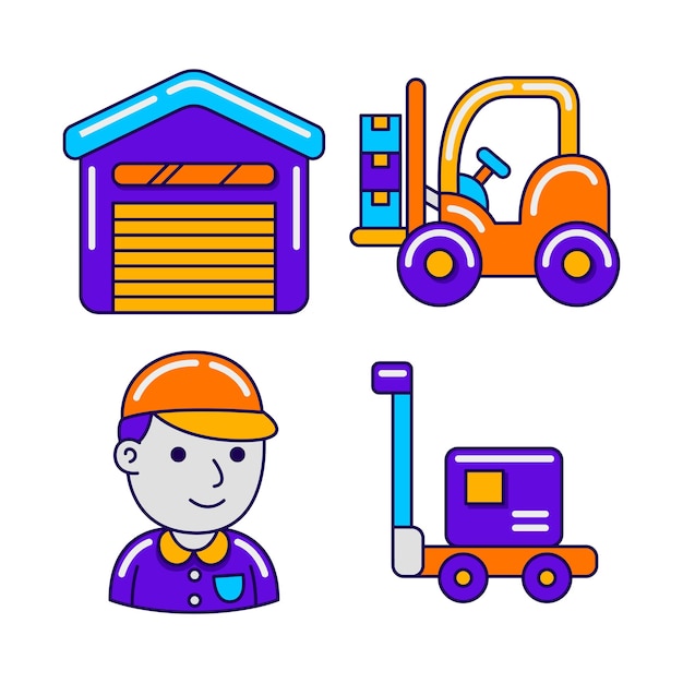 delivery service objects vector illustrations set