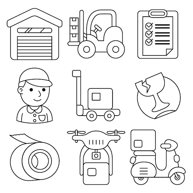 delivery service objects vector illustrations set