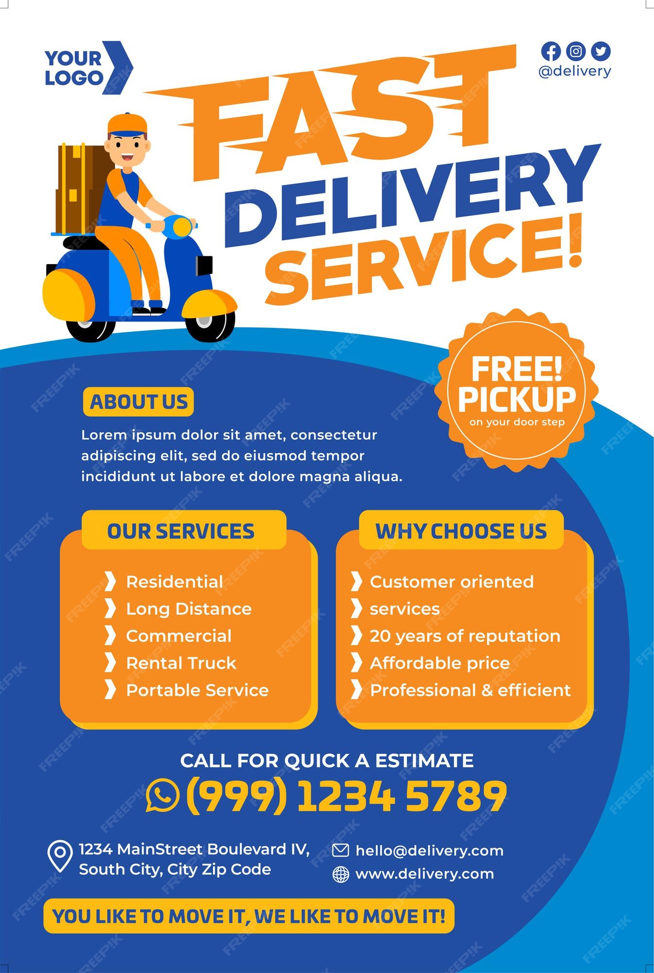 Premium Vector Delivery Service Poster Promotion In Flat Design Style premium-vector-delivery-service-poster-promotion-in-flat-design-style
