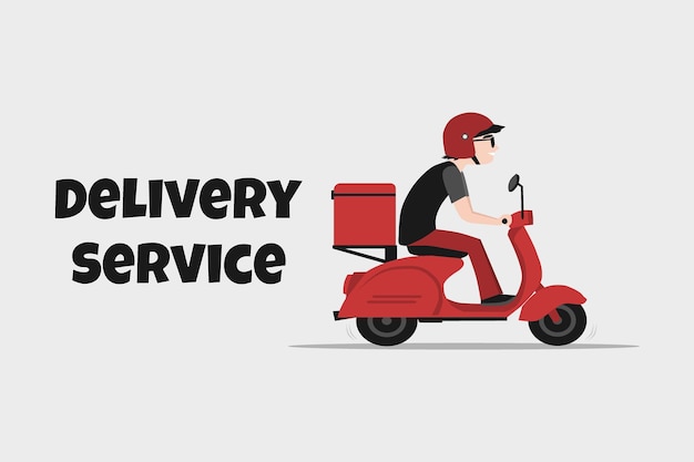 Delivery service scooter man with white background vector illustration