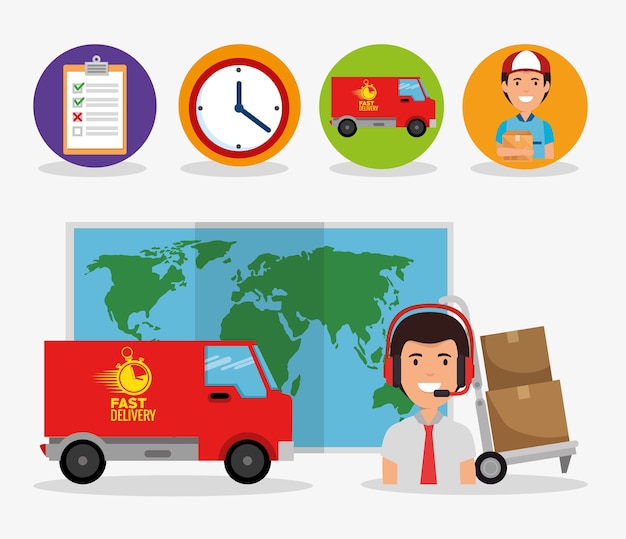 Delivery service set icons vector illustration design