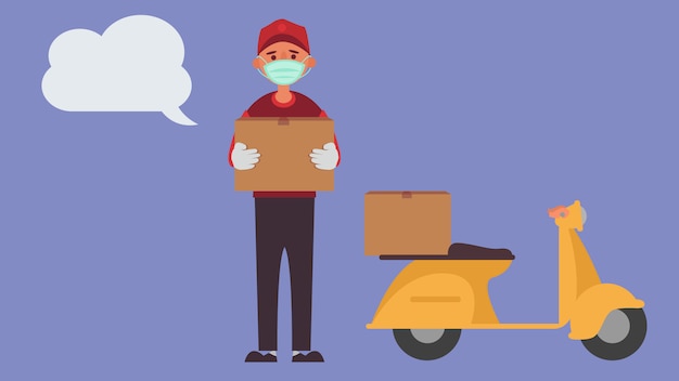 Delivery service transport products from ordering products online.distance Reduce the risk infection  and disease concept Taking life into the future. and illustration characters.