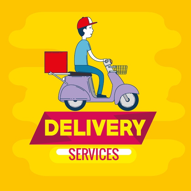 Delivery service with courier in motorcycle