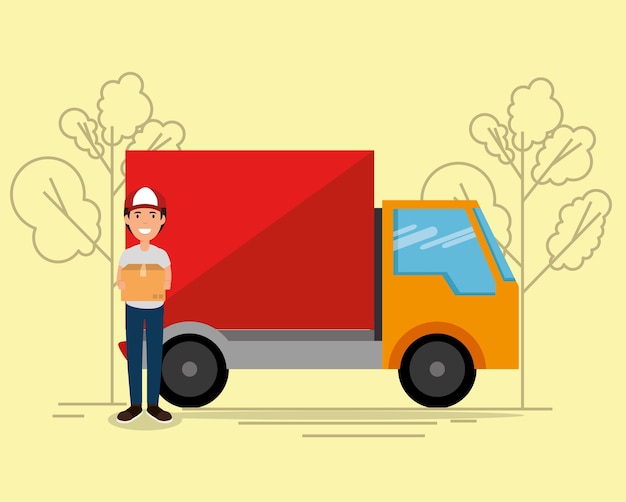 delivery service with truck and courier 