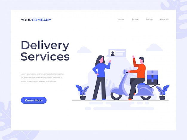 Delivery services landing page