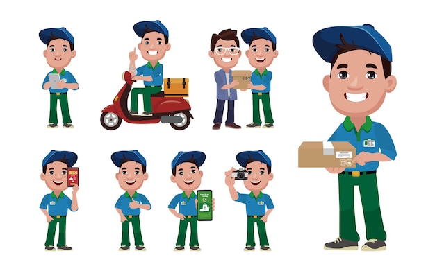 Delivery staff with different poses
