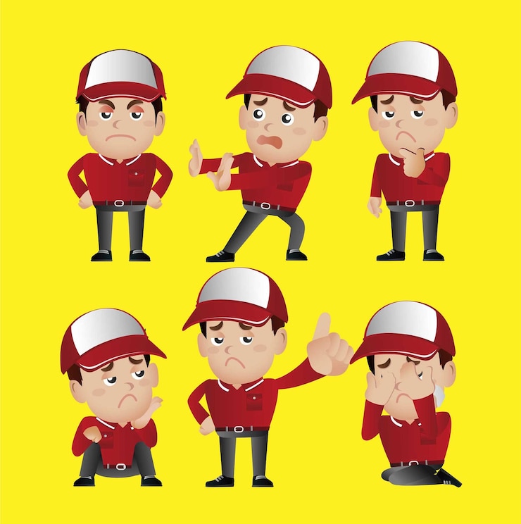 Vector delivery staff with different poses