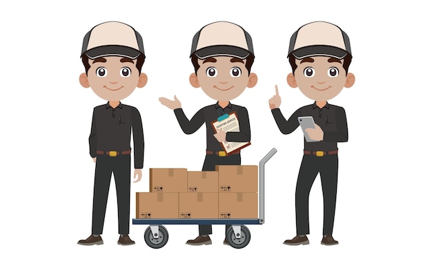 Delivery staff with different poses