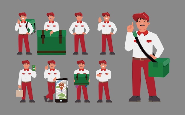 Delivery staff with different poses