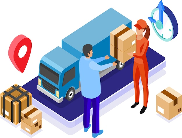 Delivery System Isometric Illustration