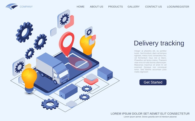 Delivery tracking online control modern 3d isometric vector concept illustration