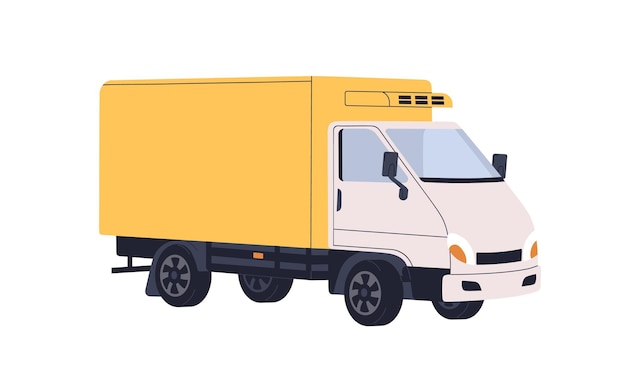 Delivery truck Cargo auto commercieel vrachtvervoer vrachtwagen scheepvaart het leveren van goederen verzending transport voertuig auto met aanhangwagen Platte vector illustratie geïsoleerd op witte achtergrond