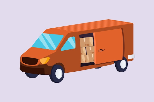 Delivery truck concept colored flat vector illustration isolated