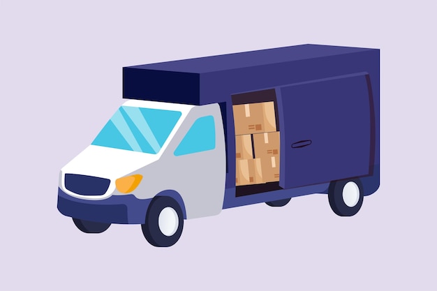 Delivery truck concept Colored flat vector illustration isolated