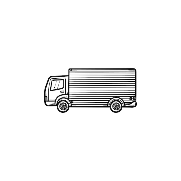 Delivery truck hand drawn outline doodle icon. fast delivery service, cargo van and shipping concept