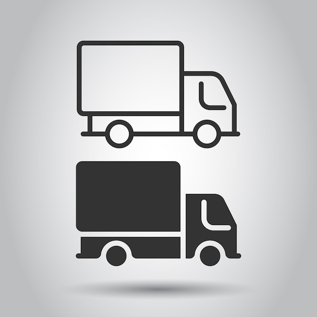 Delivery truck icon in flat style Van vector illustratie op witte geïsoleerde achtergrond Cargo car business concept