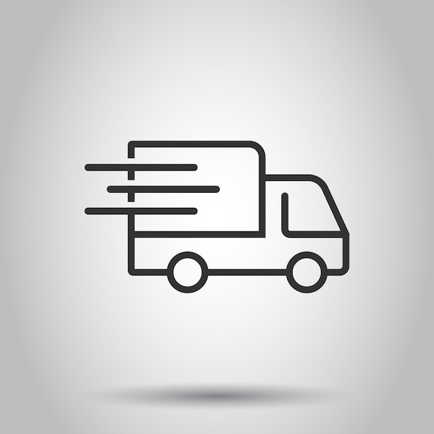 Вектор Иконка грузовика доставки в плоском стиле. векторная иллюстрация фургона на белом изолированном фоне. концепция бизнеса грузовых автомобилей.