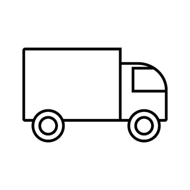 Delivery truck icon in line style isolated on white