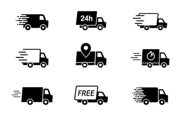 Delivery truck icons set Fast delivery truck Delivery service icons