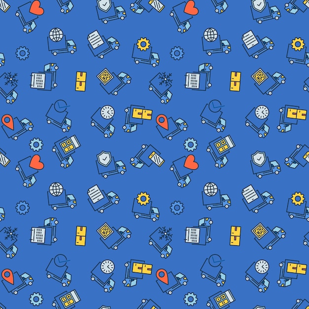 Delivery truck modern blue seamless pattern trucks vector background