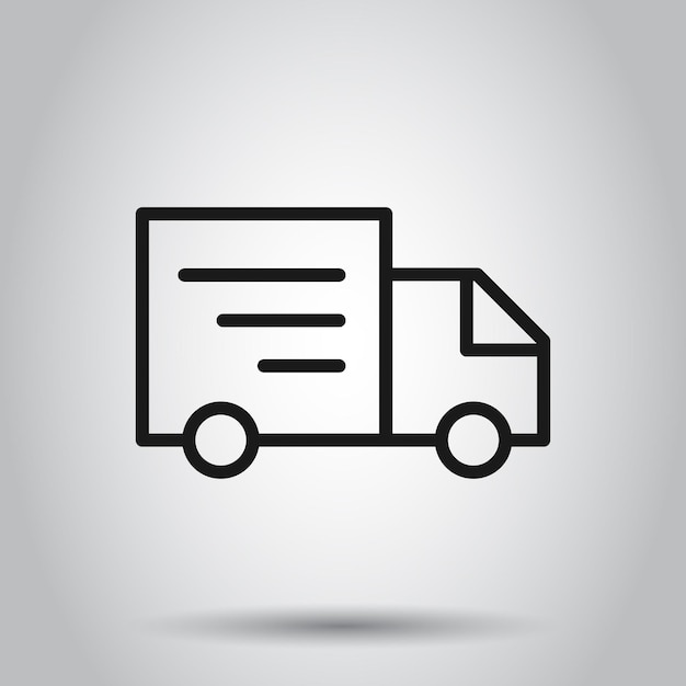 Delivery truck sign icon in flat style Van vector illustration on isolated background Cargo car business concept