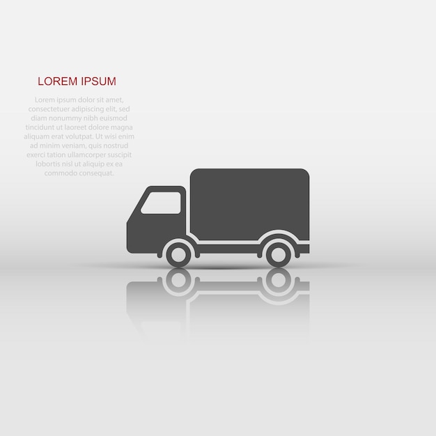 Delivery truck sign icon in flat style Van vector illustration on white isolated background Cargo car business concept