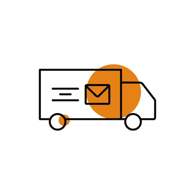 delivery truck with envelope mail postal service icon