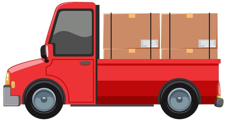 Vector delivery truck with packages