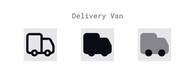 Delivery van icons set