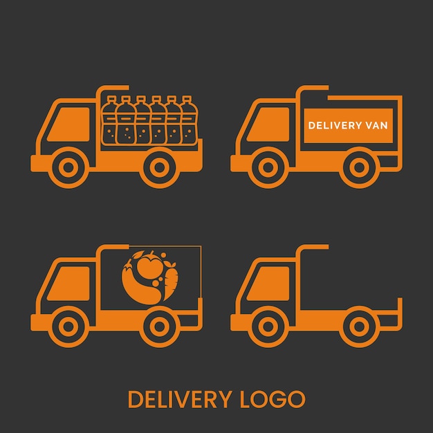 Vettore logo del furgone di consegna e design del modello vettoriale