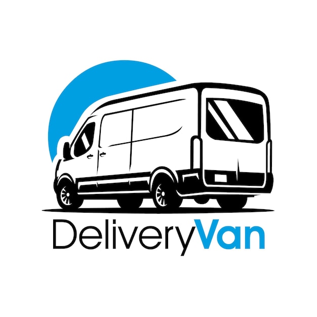 Delivery van rear view silhouette vector isolated