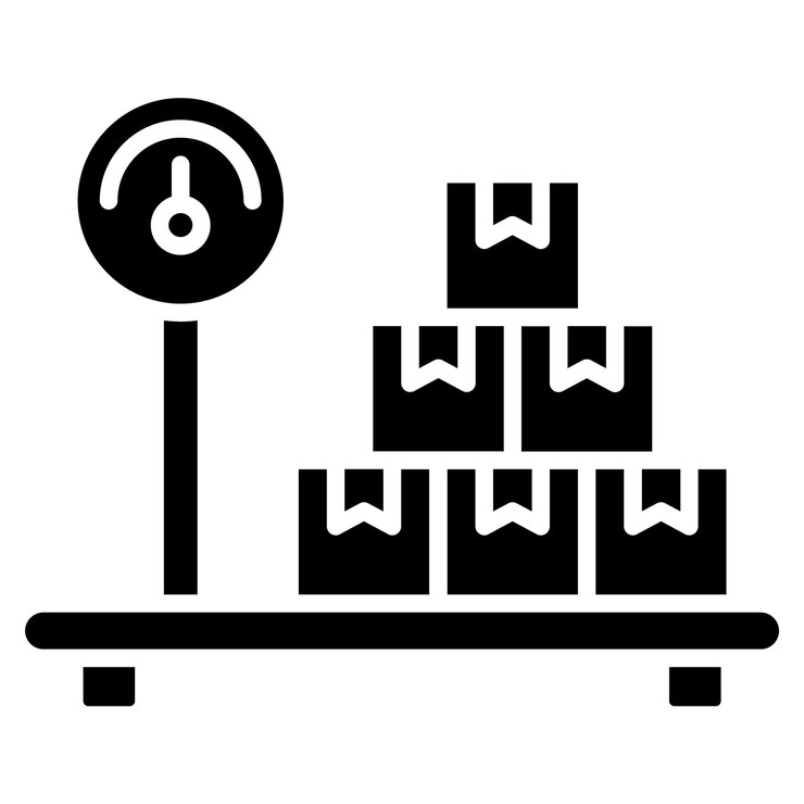 Vector delivery weighing glyph solid black illustration
