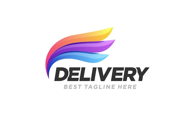 Delivery wings logo design with typography