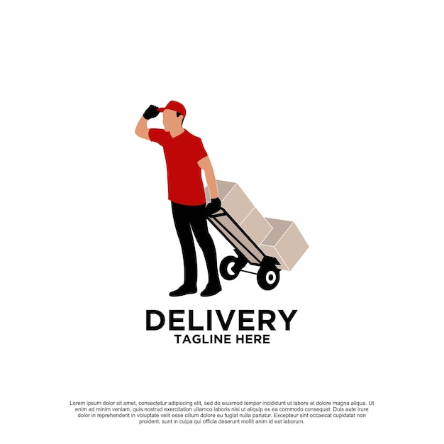 Delivery with courier man logo design premium vector part 2