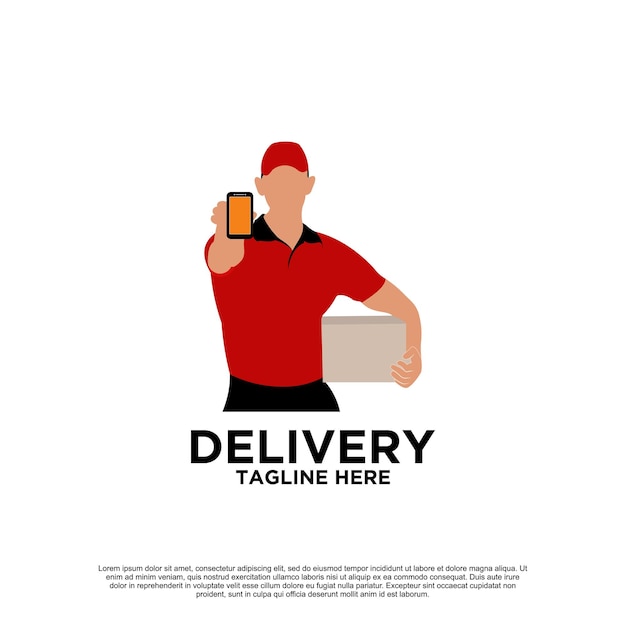 Delivery with courier man logo design Premium Vector part 6