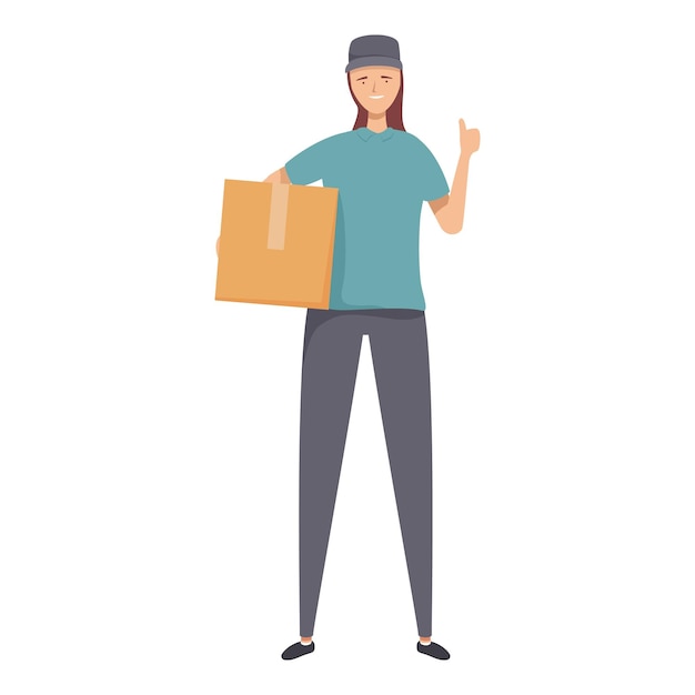 Delivery woman holding package and gesturing
