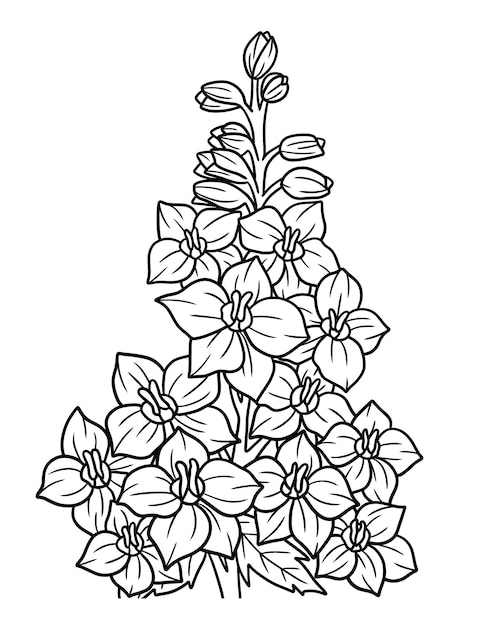 Delphinium Flower Coloring Page for Adults