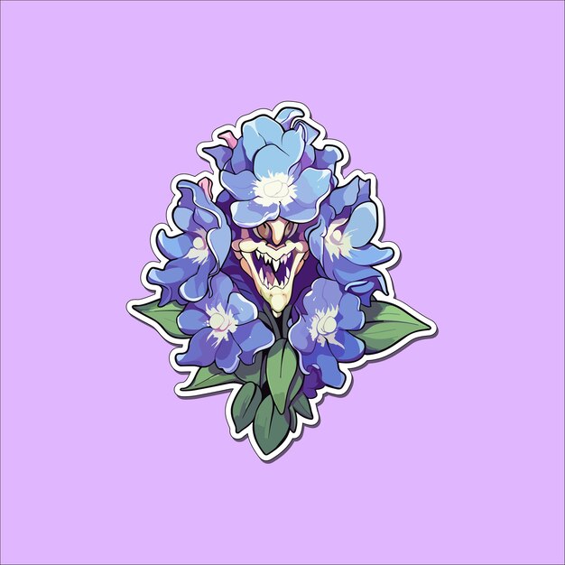 delphinium sticker kawaii cartoon illustratie