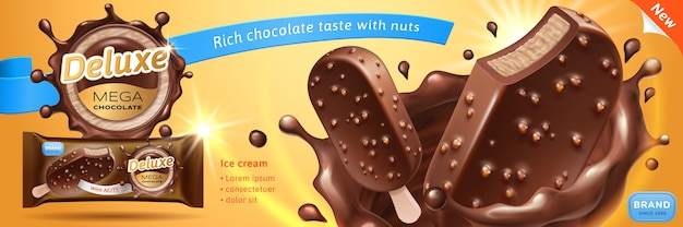 Deluxe chocolate ice cream bar ads