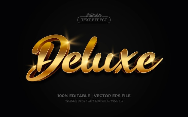 Deluxe gold 3d shiny editable text effect font style