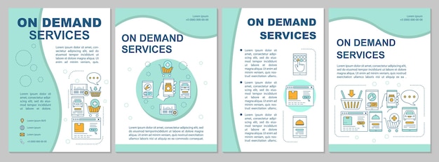 On demand economy brochure template layout. customer services flyer, booklet, leaflet print design with linear illustrations. vector page layouts for magazines, annual reports, advertising posters