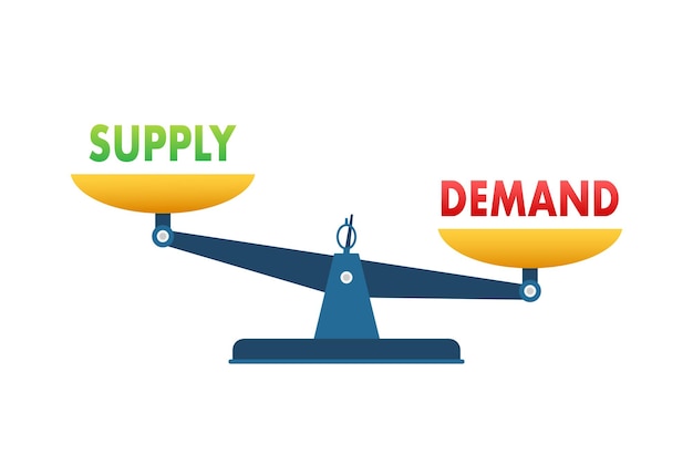 Demand and Supply balance on the scale Business Concept Vector stock illustration