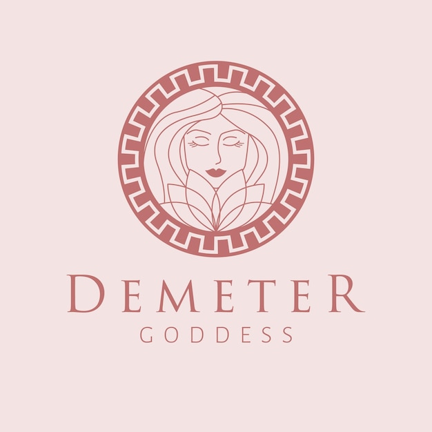 Demeter godin logo ontwerp Griekse godin vector logo Schoonheid en kunst industrie logo sjabloon