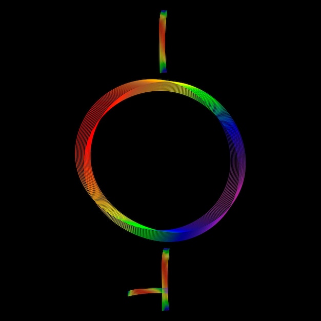 Icona vettore profilo demigender illustrazione del logo simbololinea sottile ondulata con colori lgbt su sfondo nero