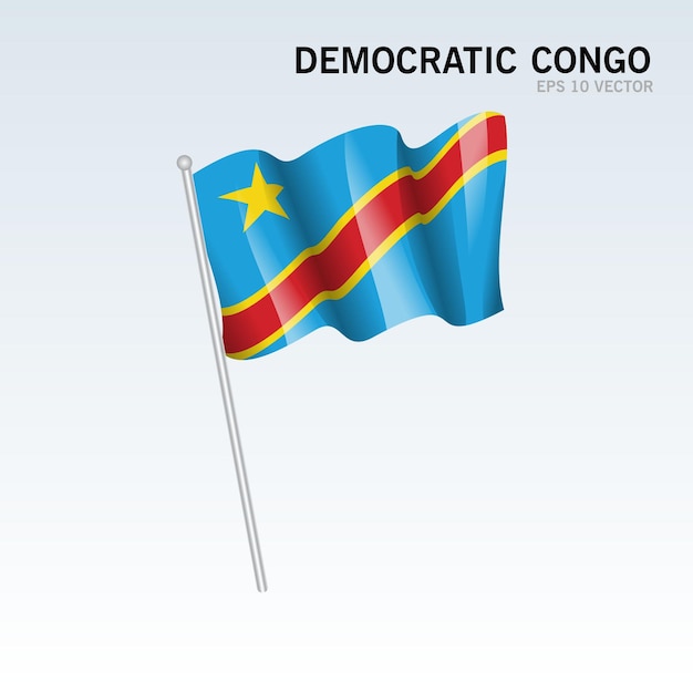 Democratic Congo waving flag isolated on gray 