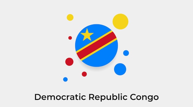 Illustrazione vettoriale dell'icona di forma rotonda del cerchio della bolla della bandiera della repubblica democratica del congo