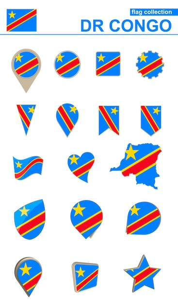 コンゴ民主共和国の国旗コレクション デザイン用の大きなセット