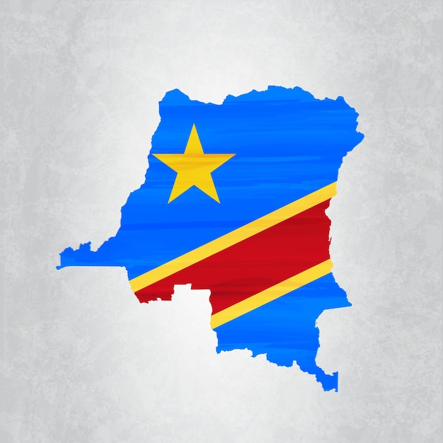 Democratic republic of congo map with flag